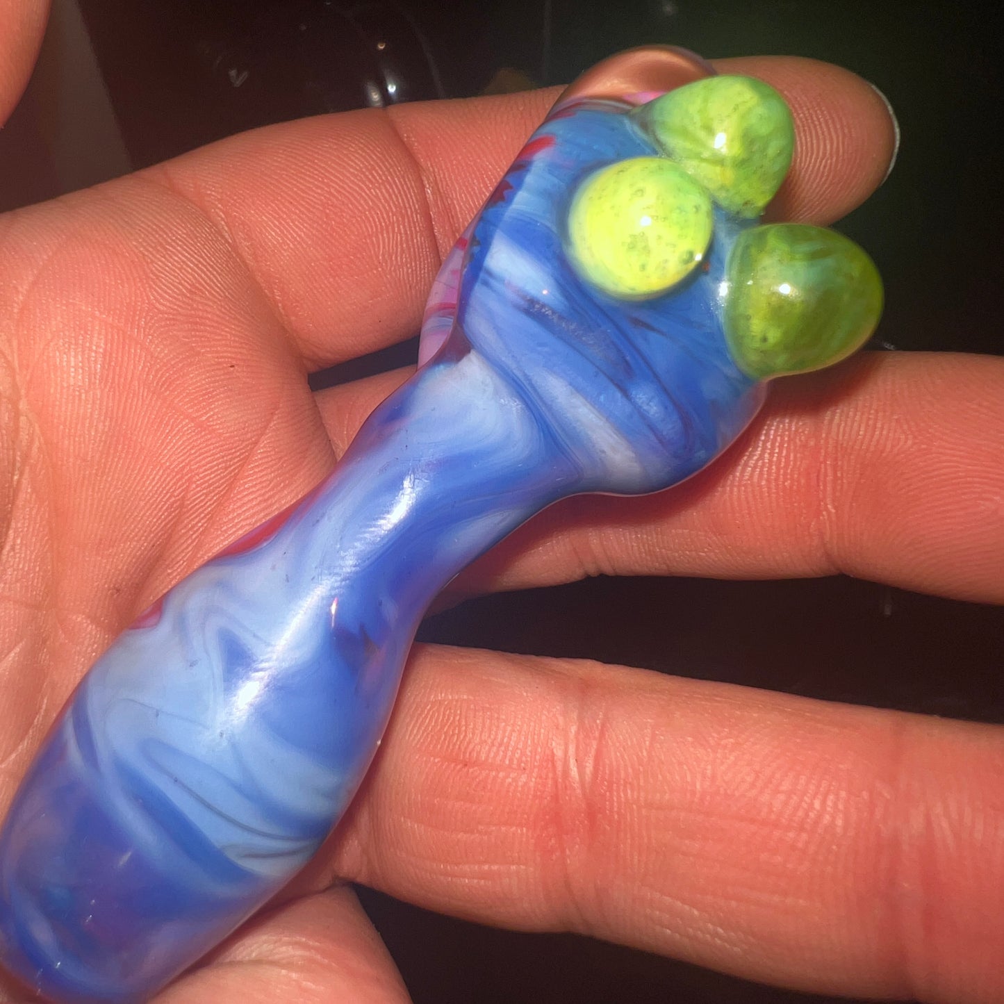 Heady glass UV reactive spoon pipe with encased Opal
