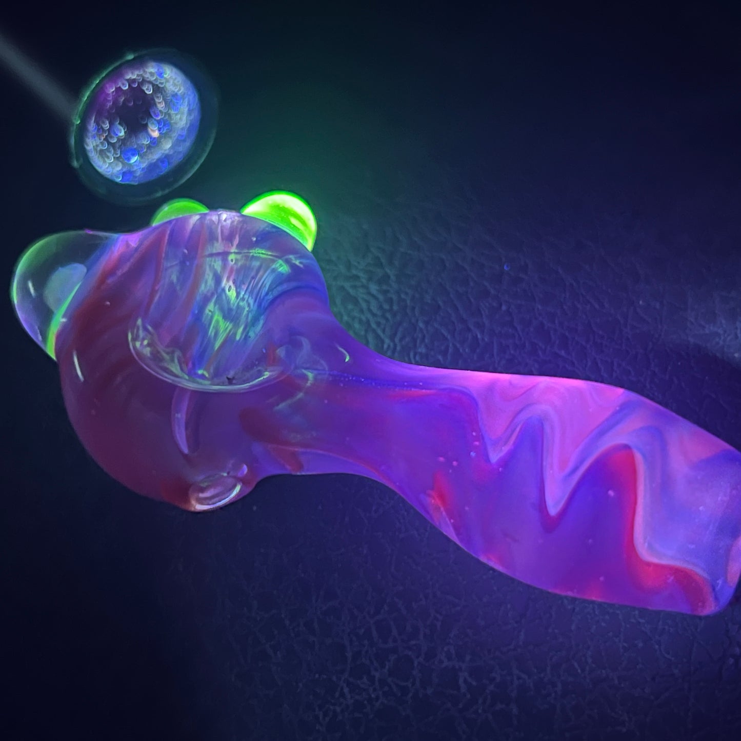 Heady glass UV reactive spoon pipe with encased Opal