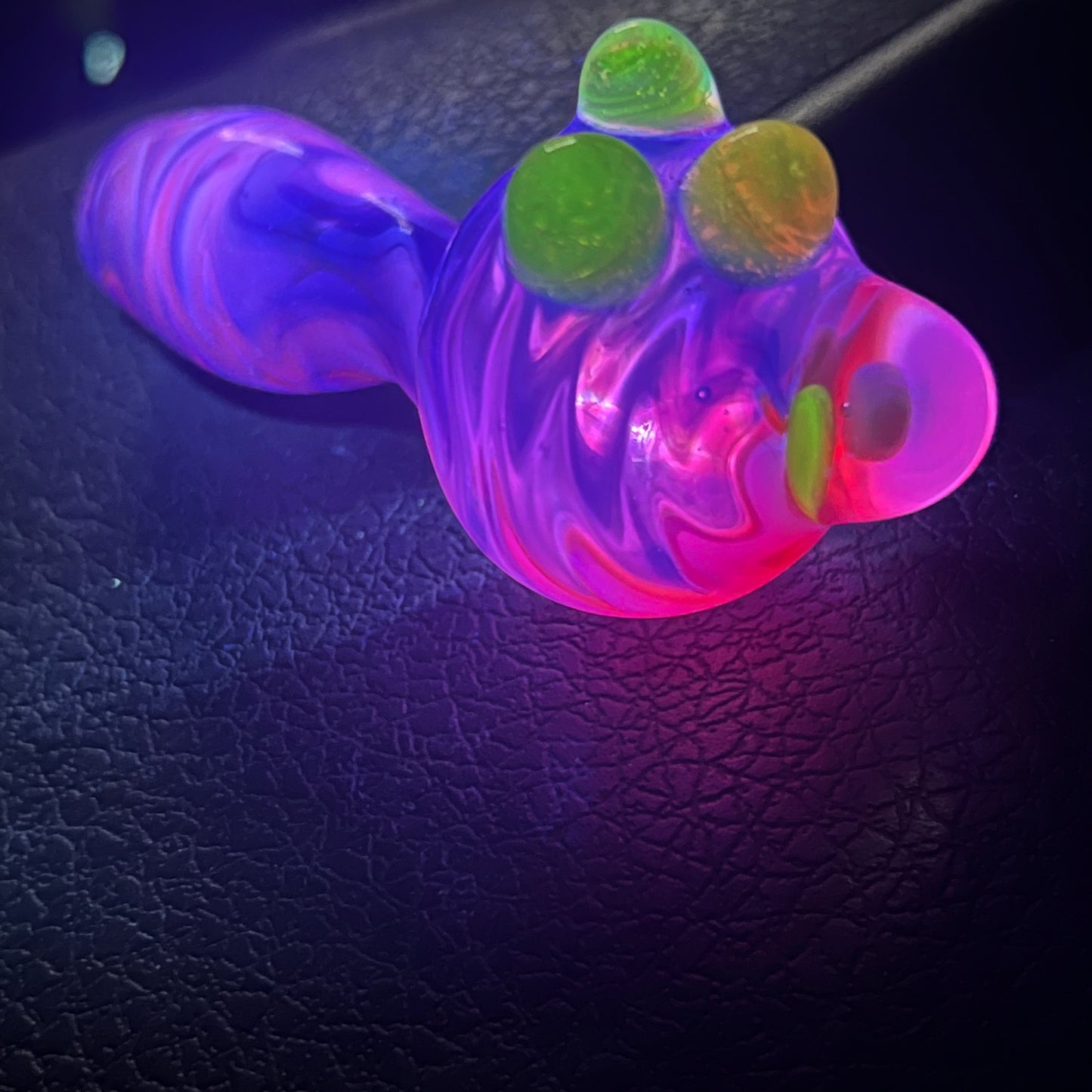 Heady glass UV reactive spoon pipe with encased Opal