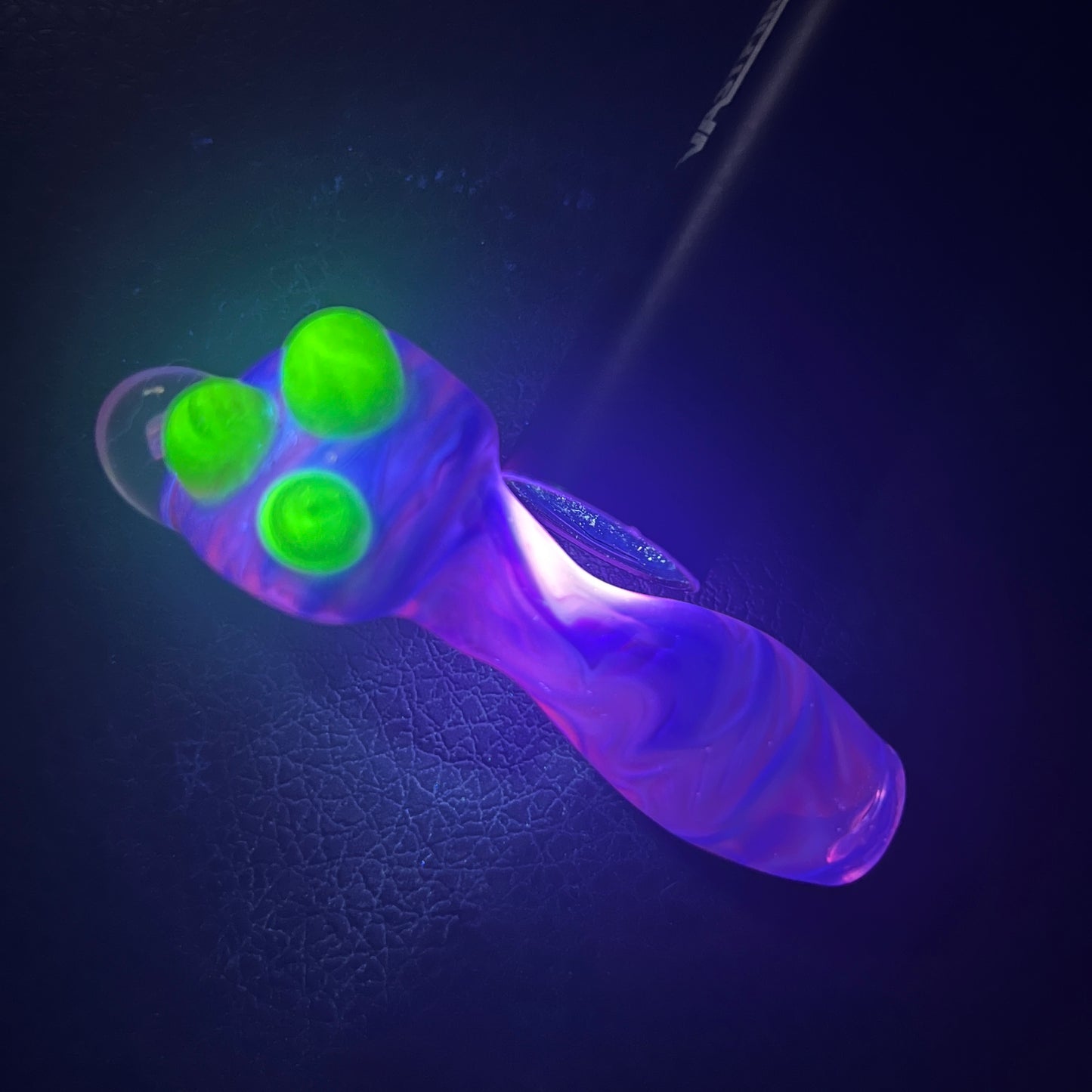 Heady glass UV reactive spoon pipe with encased Opal