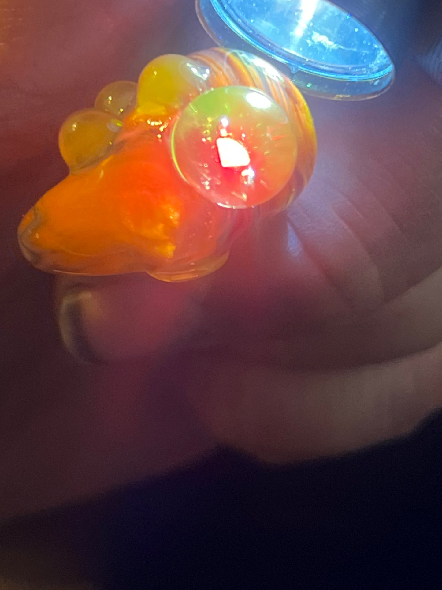 Heady functional miniature Sherlock fully worked with uv accents and pink sapphire