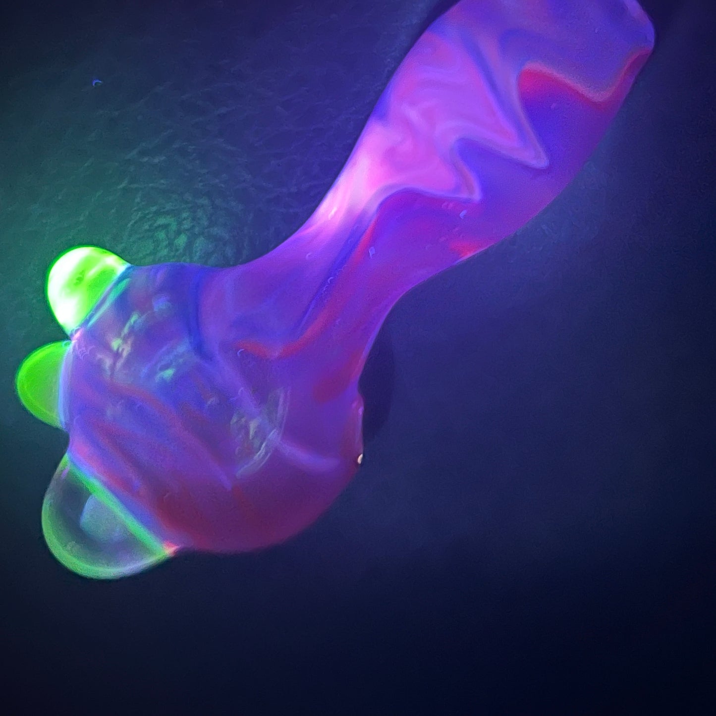 Heady glass UV reactive spoon pipe with encased Opal