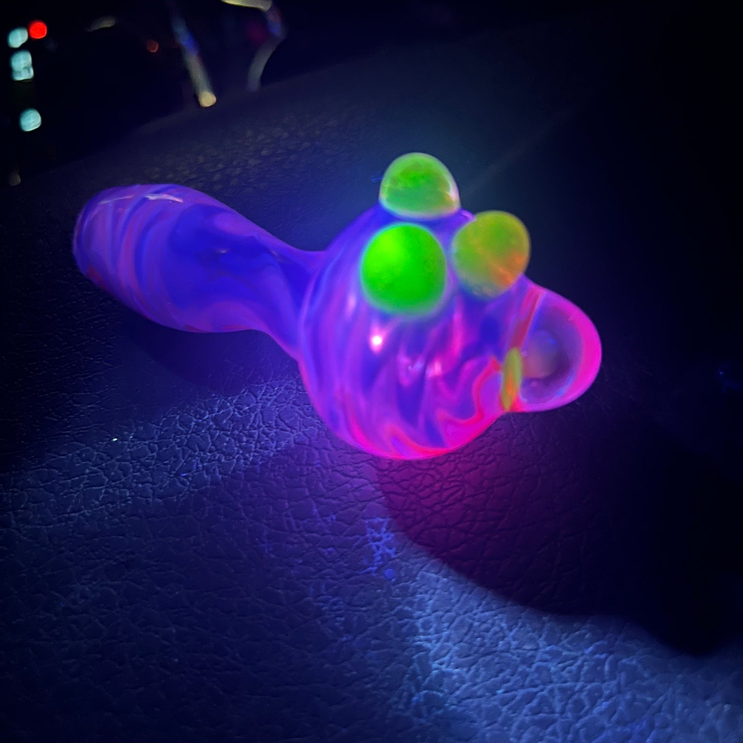 Heady glass UV reactive spoon pipe with encased Opal