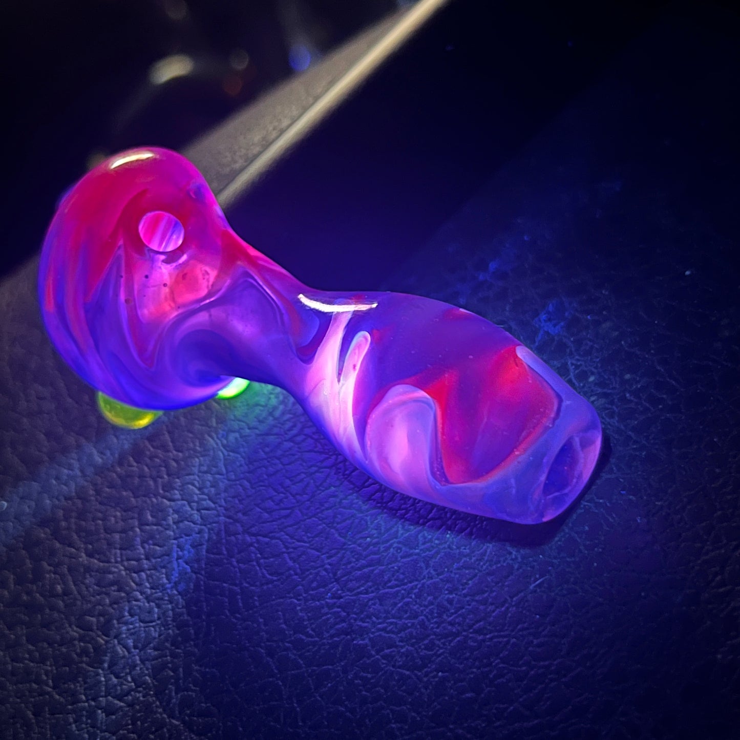 Heady glass UV reactive spoon pipe with encased Opal