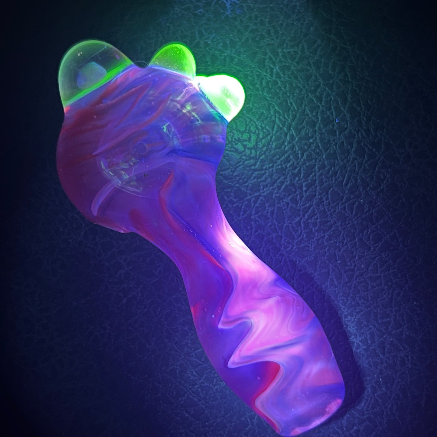Heady glass UV reactive spoon pipe with encased Opal