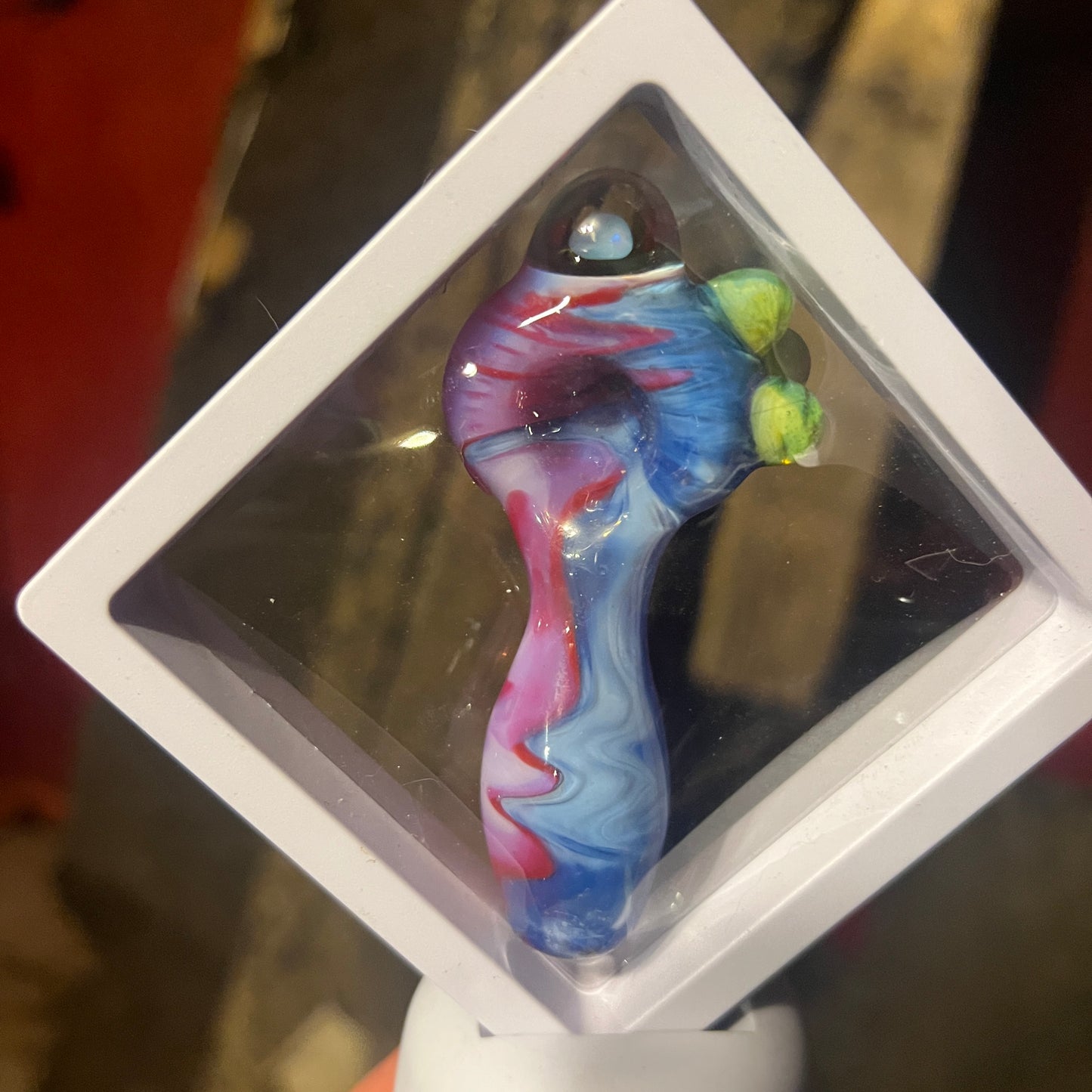 Heady glass UV reactive spoon pipe with encased Opal