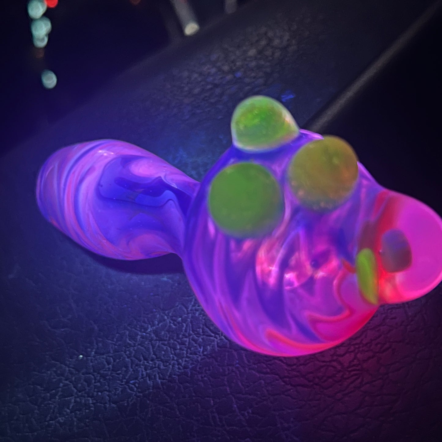 Heady glass UV reactive spoon pipe with encased Opal