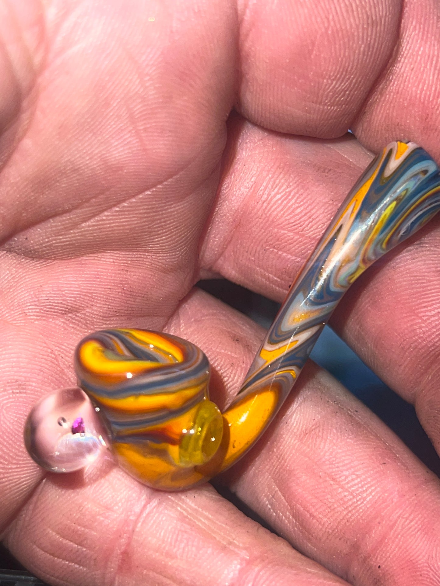 Heady functional miniature Sherlock fully worked with uv accents and pink sapphire