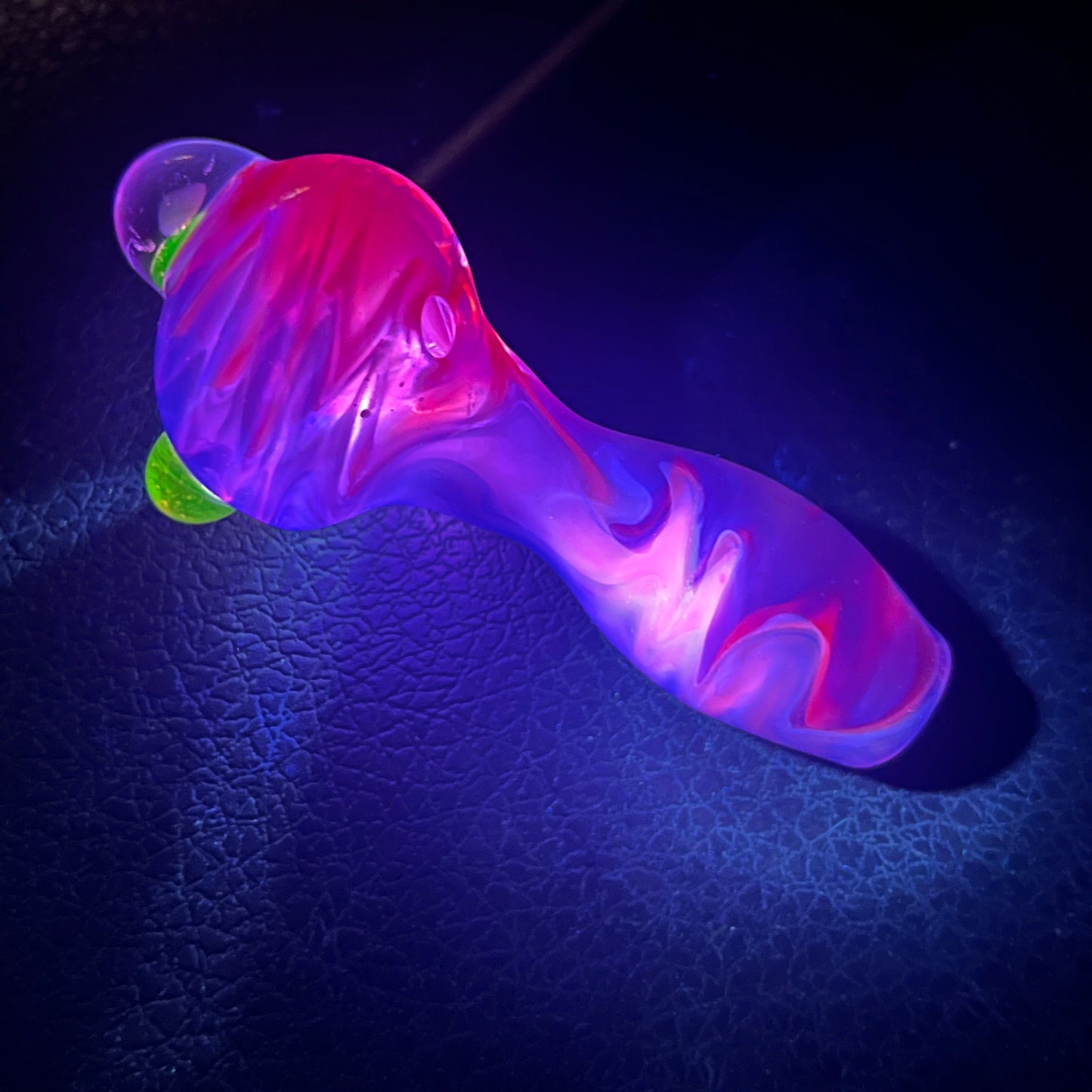 Heady glass UV reactive spoon pipe with encased Opal