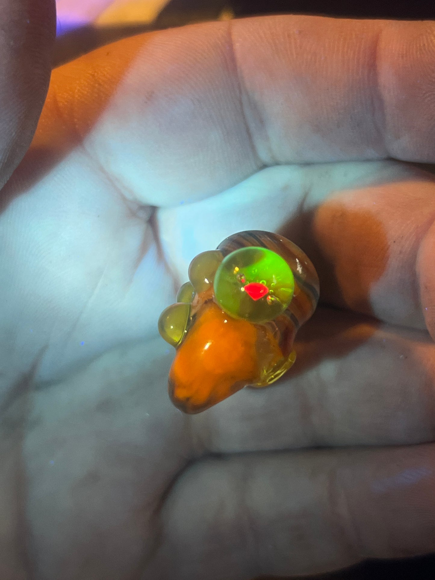 Heady functional miniature Sherlock fully worked with uv accents and pink sapphire